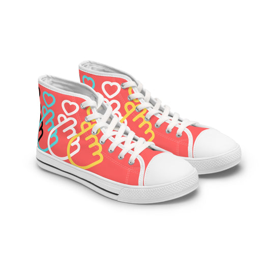 Fingerhearts Canvas Sneakers - Light Red